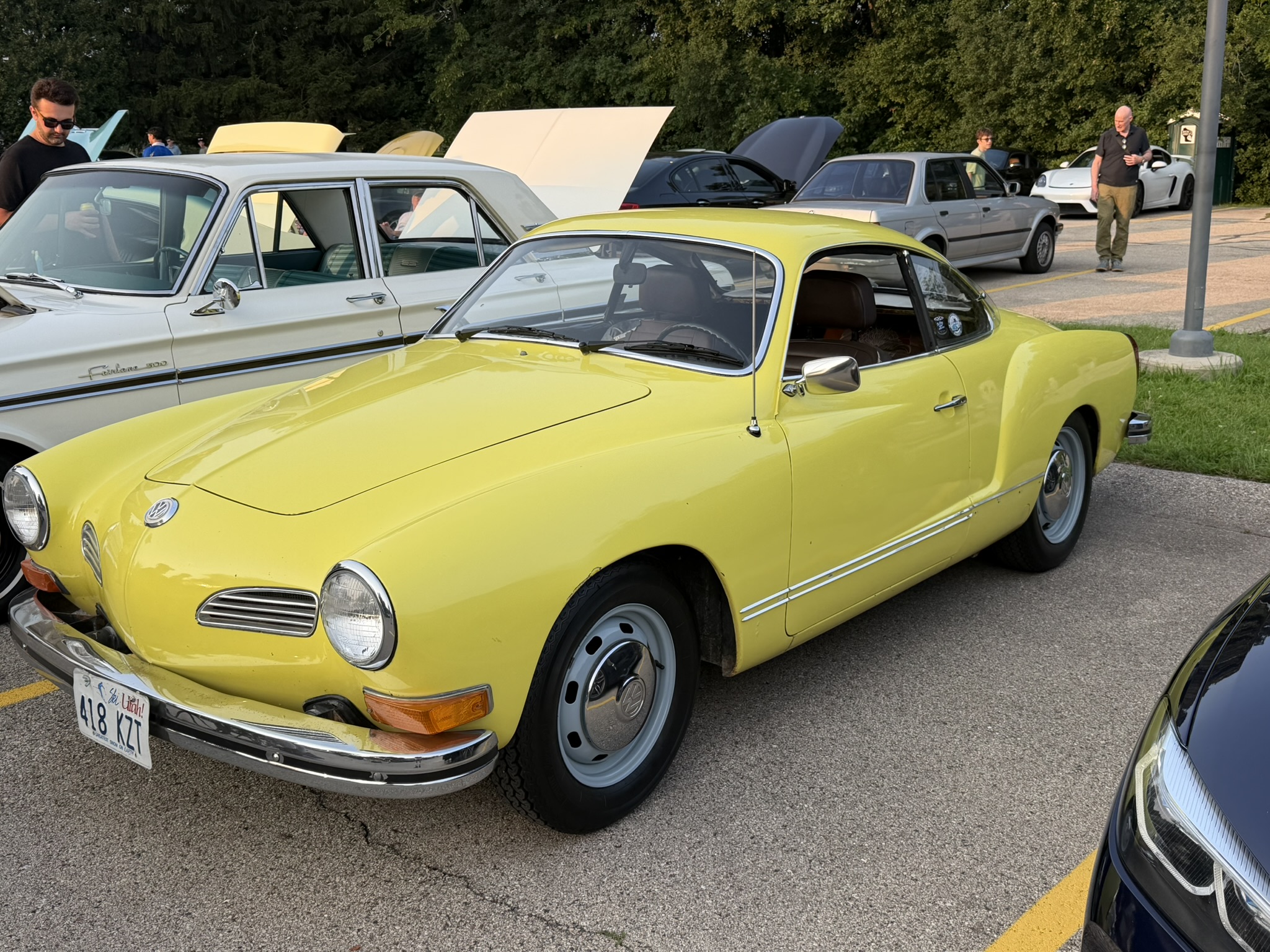 Yellow Volkswagen Karmann Ghia at Brew City Cruise Night BMW and MINI Night