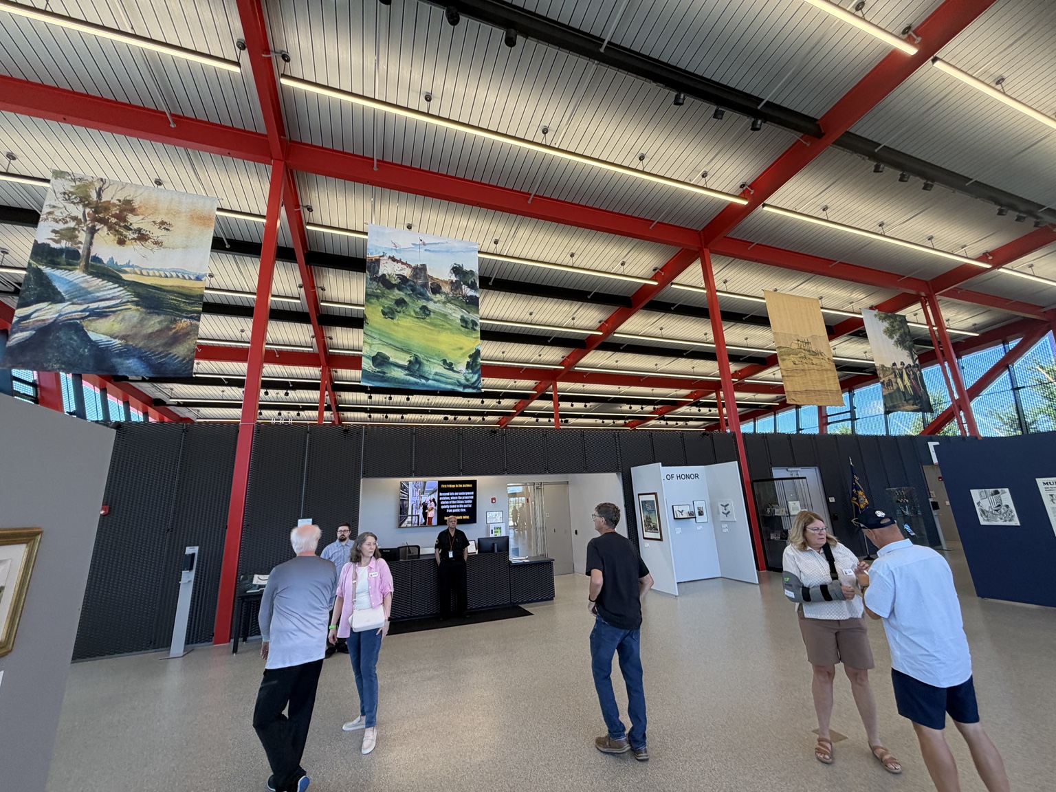 Museum gallery displays inside the Pritzker Military Museum and Library