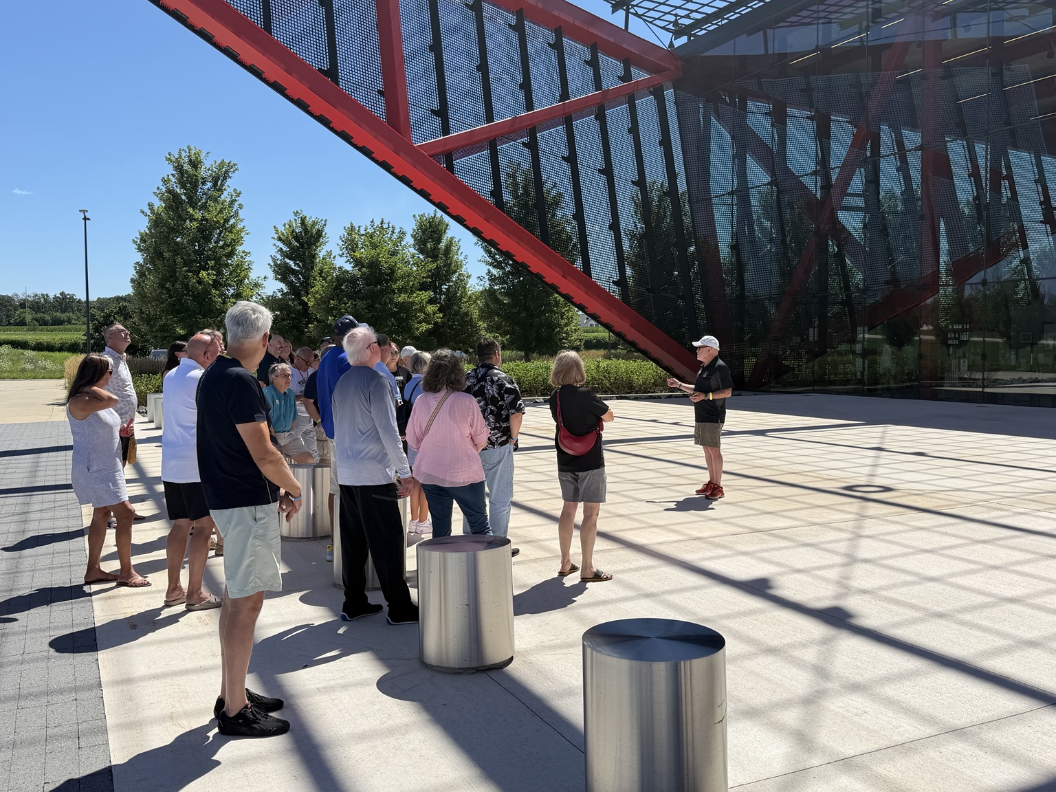 Porsche enthusiasts gathered together during the Pritzker museum outing