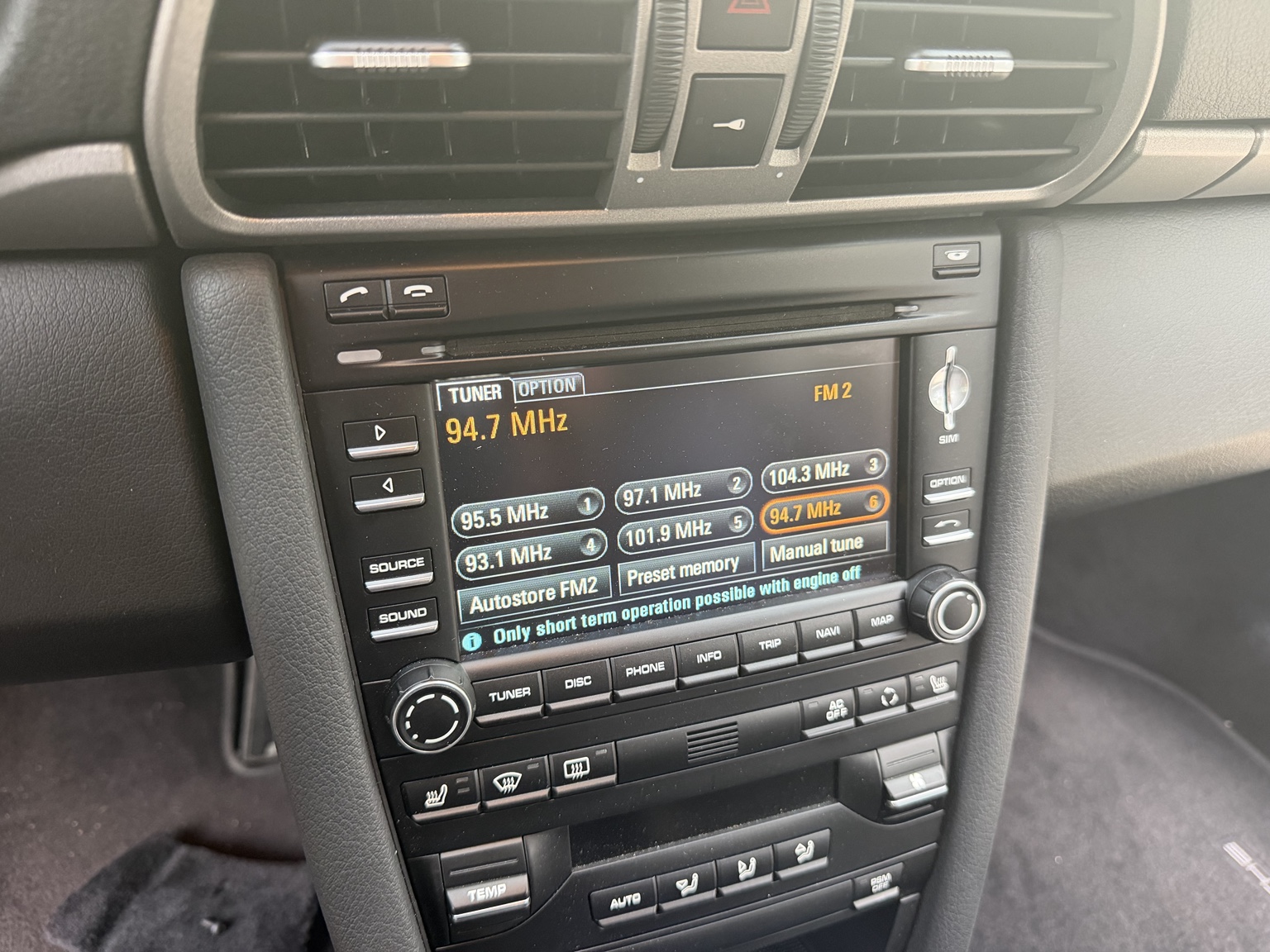 Factory Porsche 911 997.2 PCM radio before CarPlay upgrade