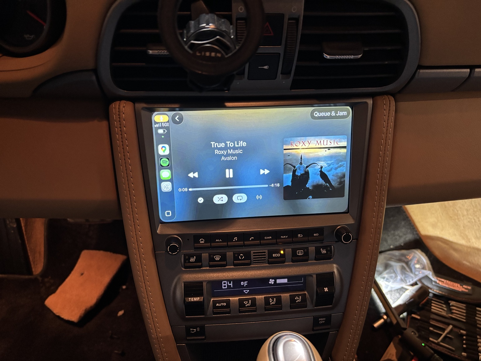Wireless CarPlay music interface in a Porsche